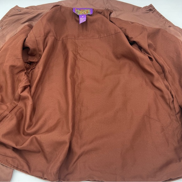 VTG 90s Tapestry Patch Brown Sequin Embroidered Sunflower Shirt Jacket Shacket - Picture 3 of 4